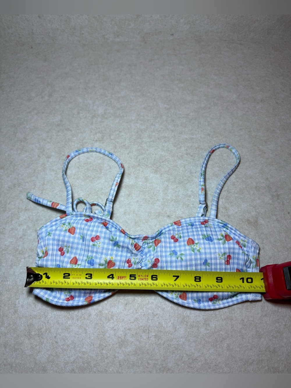 Hollister Girl Teen Blue Gingham Fruit Bikini Top Bathing Suit Size XXS NWOT - Picture 3 of 8